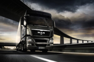 man truck at speed